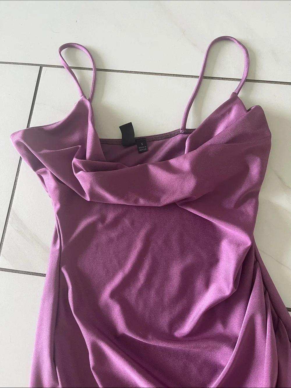 Windsor Mauve Satin Asymmetrical Cowl Dress